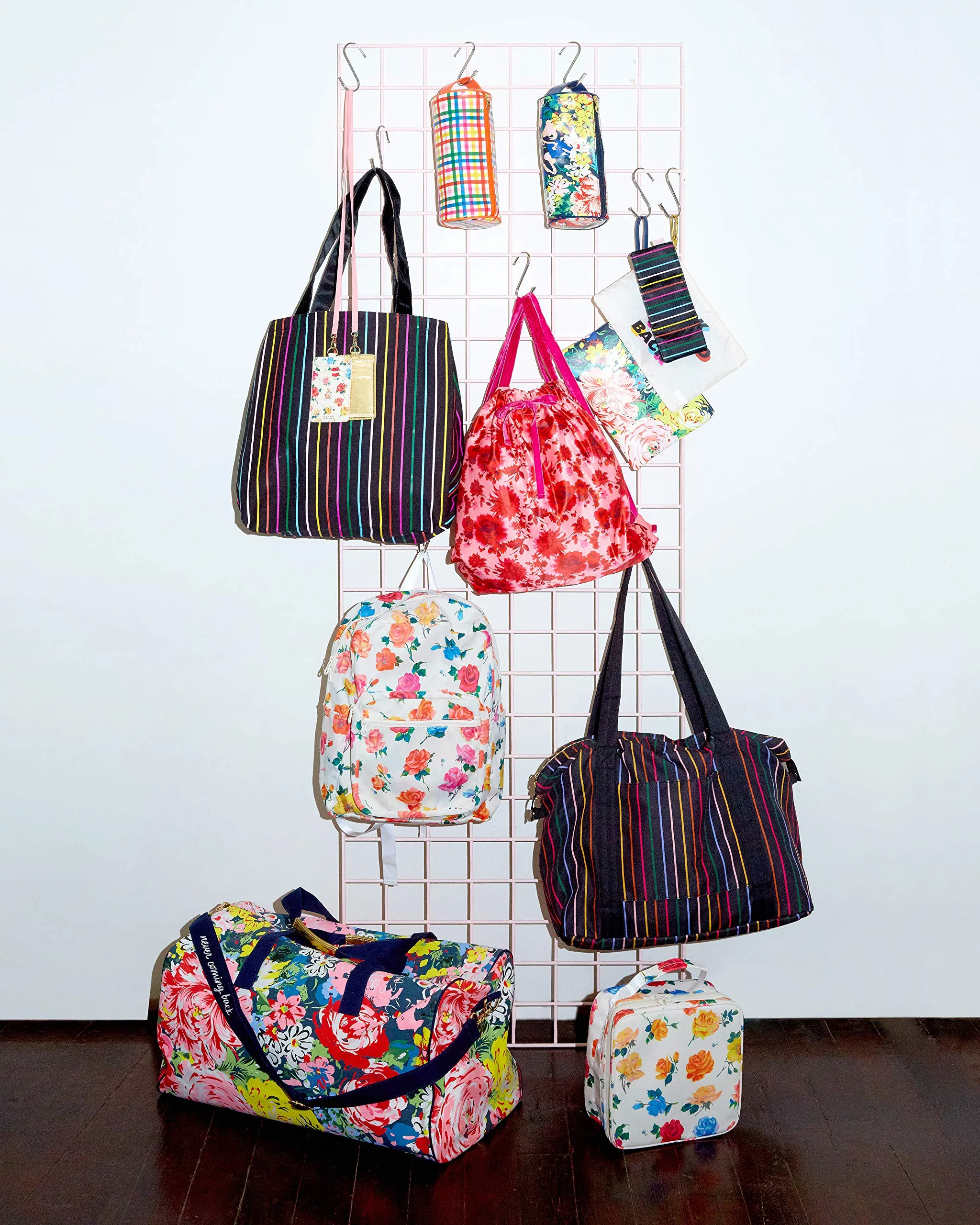 ban.do Women's Getaway Duffle Bag with Adjustable/Removable Strap and Metal Zip Close, Flower Shop