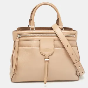 Beige Leather Thea Tote