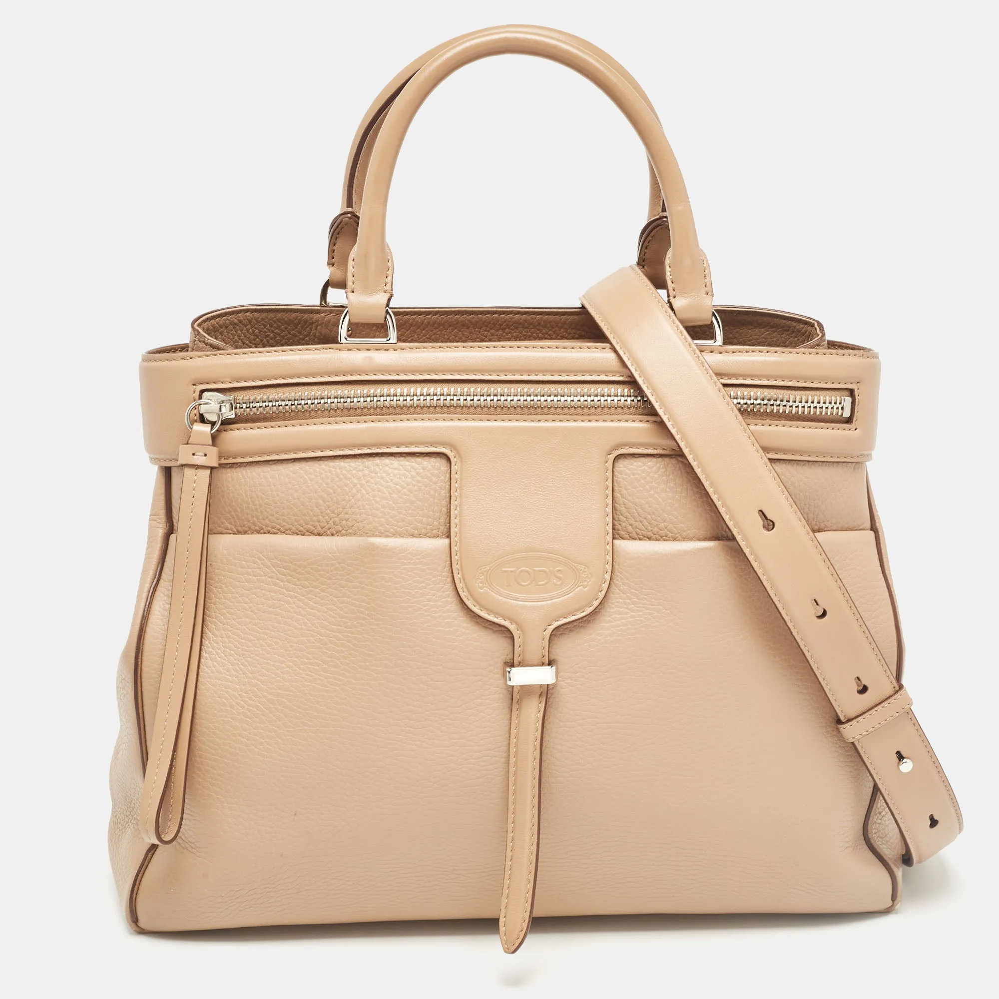 Beige Leather Thea Tote