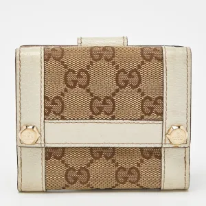 Beige/Off White GG Canvas and Leather Compact Wallet