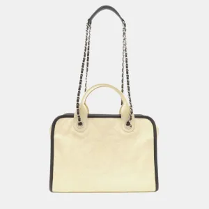 Black/Ivory Caviar Leather Deauville Tote Bag