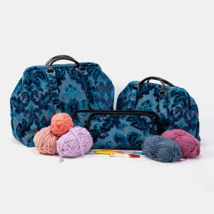 Burnout Velvet Revival Aqua Knitting Project Bag