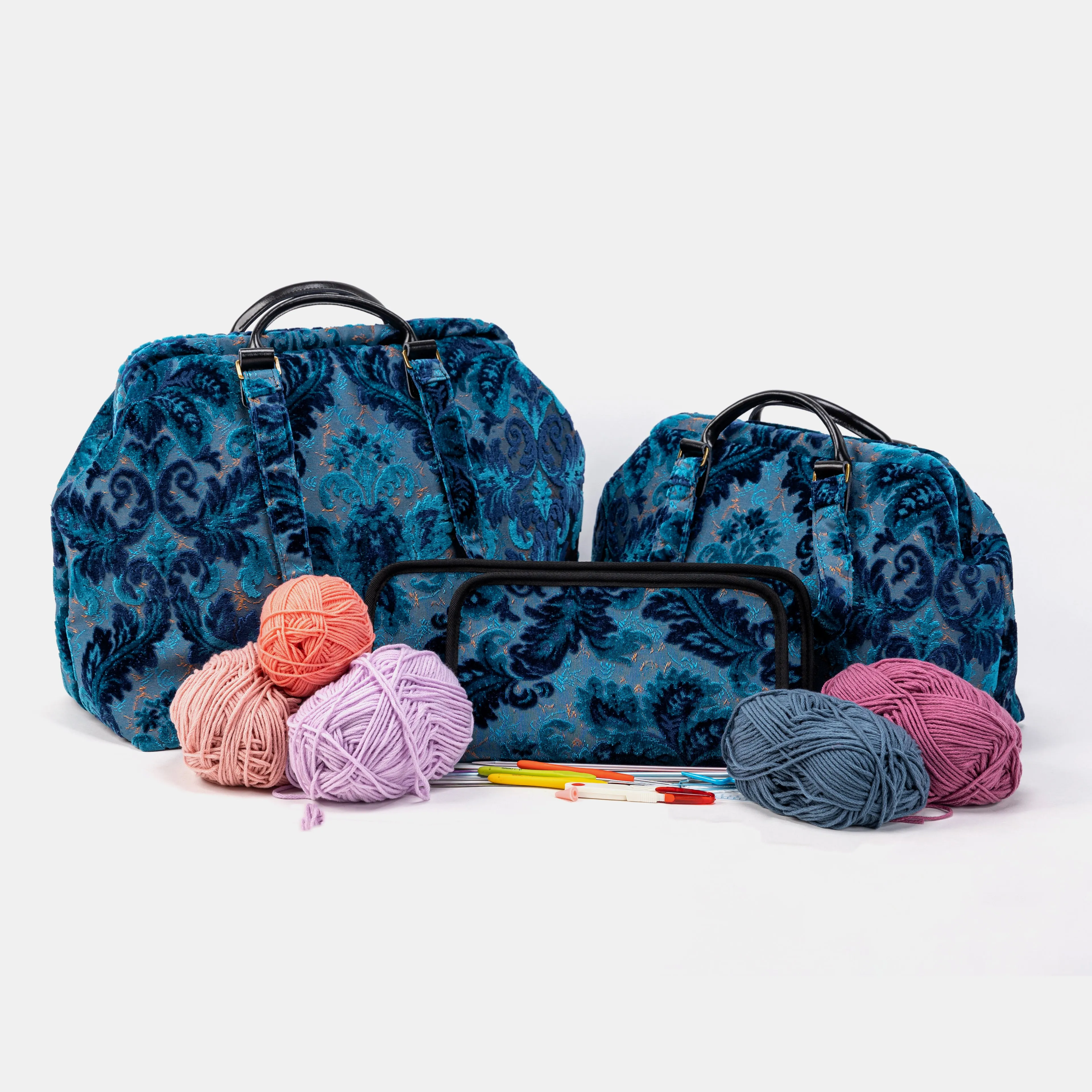Burnout Velvet Revival Aqua Knitting Project Bag
