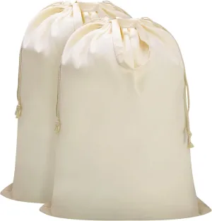 Canvas Laundry Bag with Handles & Drawstring Closure, Thick Cotton Laundry Bag Heavy Duty Washable Dirty Clothes Travel Sack for Camp, College Dorm, Laundromat (L, 2 Pack)