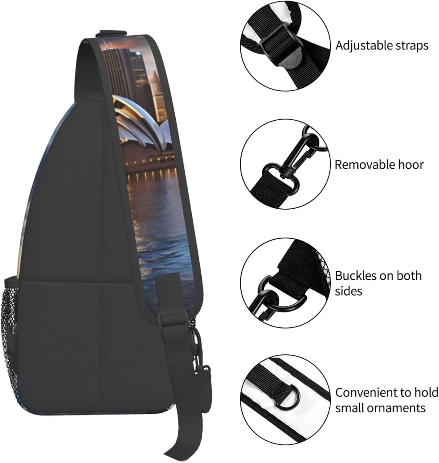 Chest Bag City Sydney print Sling Backpack Crossbody Sling Bag for Women Men Cross Body Bag