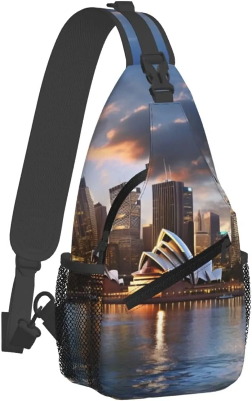 Chest Bag City Sydney print Sling Backpack Crossbody Sling Bag for Women Men Cross Body Bag