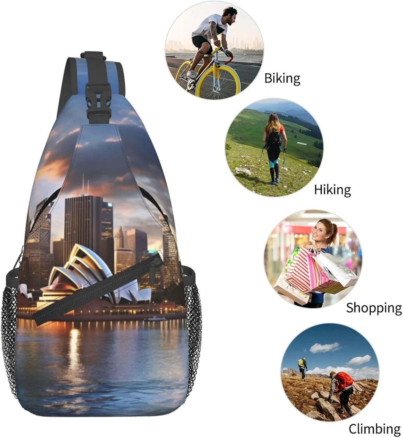 Chest Bag City Sydney print Sling Backpack Crossbody Sling Bag for Women Men Cross Body Bag