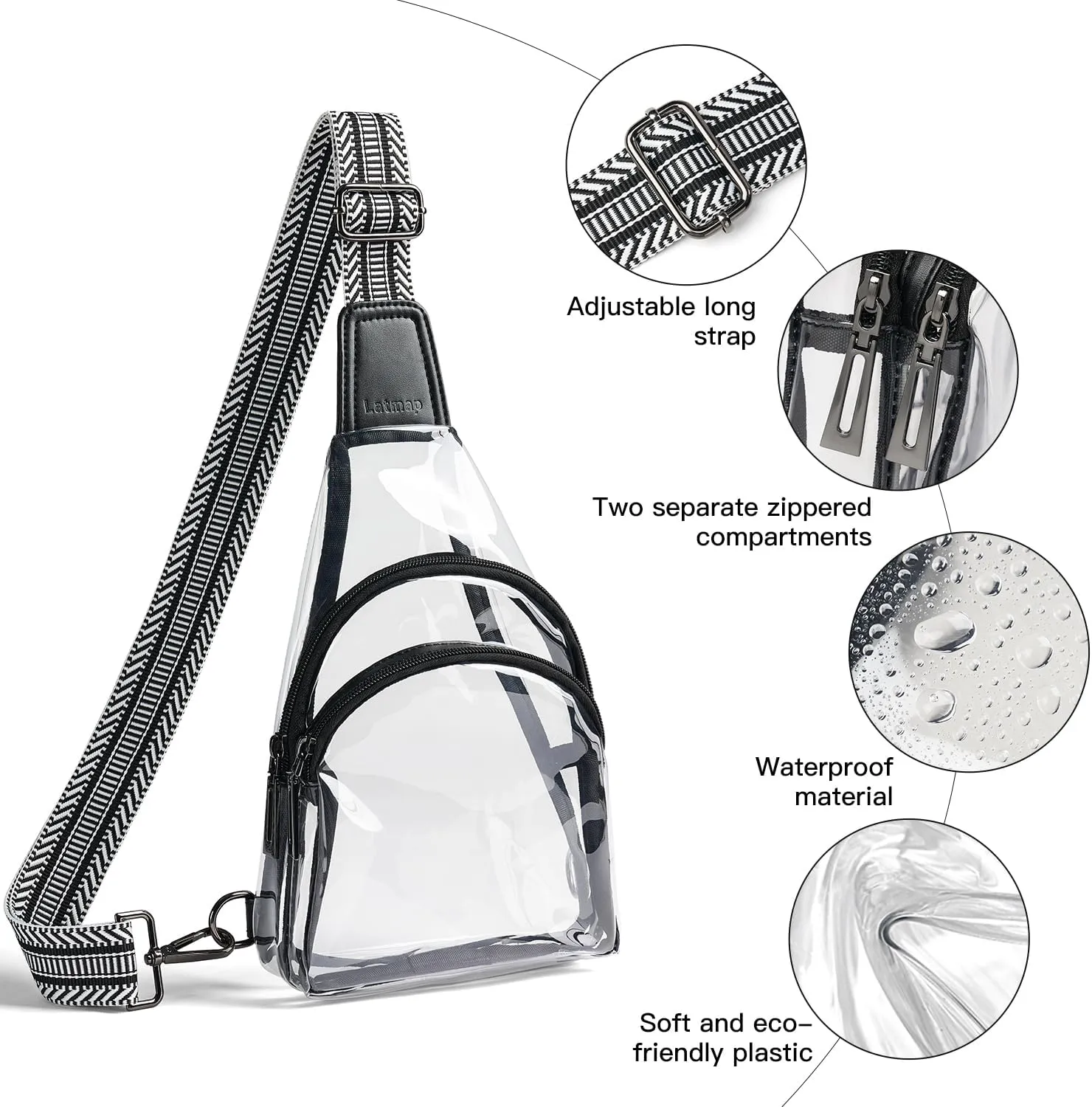 Clear bags Stadium Approved Crossbody Sling Bag Fanny Pack Backpack Purses for Women Men Belt bag for stadium events