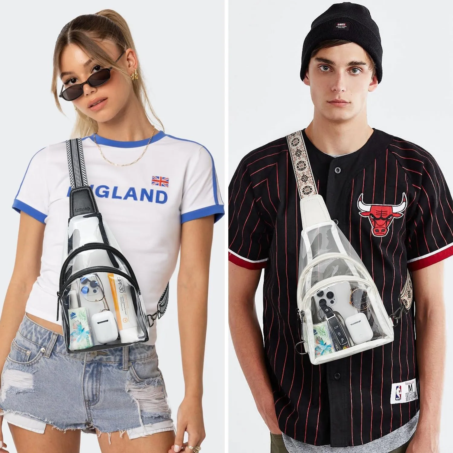 Clear bags Stadium Approved Crossbody Sling Bag Fanny Pack Backpack Purses for Women Men Belt bag for stadium events