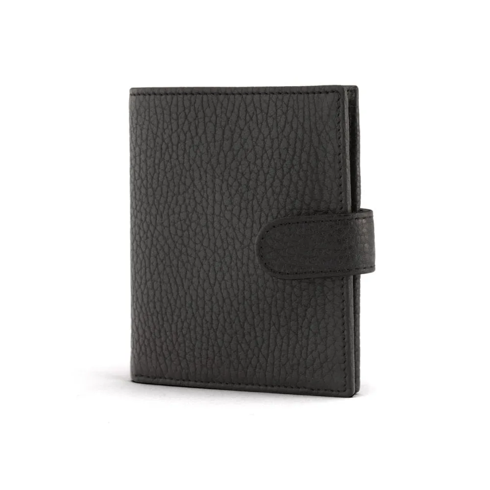 Compact Leather Billfold Wallet With Tab - Black With Red