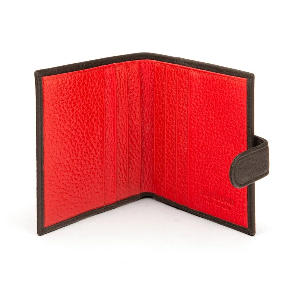 Compact Leather Billfold Wallet With Tab - Black With Red