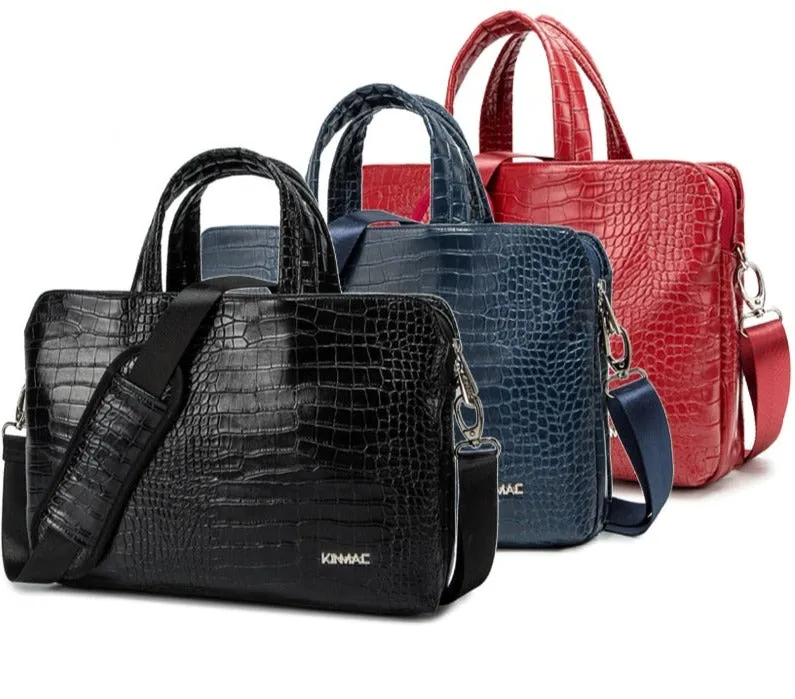 CROCO LEATHER MESSENGER HANDBAG