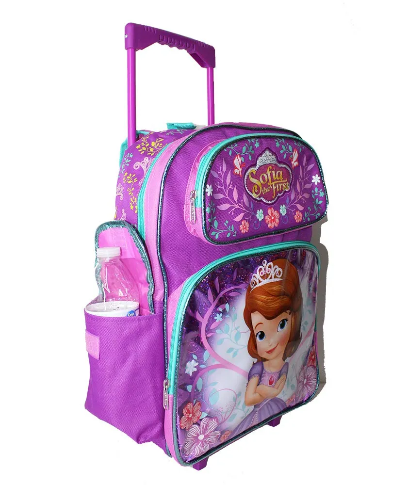 Deluxe Princess Sofia the First Rolling Backpack with 6 pcs set