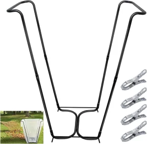 DOUBFIVSY Garden Trash Bag Holder, Heavy Duty Metal Outdoor Leaf Bag Holder Stand Holds 30-45 Gallon Garbage Bags, Multi-Use Bag Holder Frame for Leaves Camping Yard Weeding Lawn Party (1)