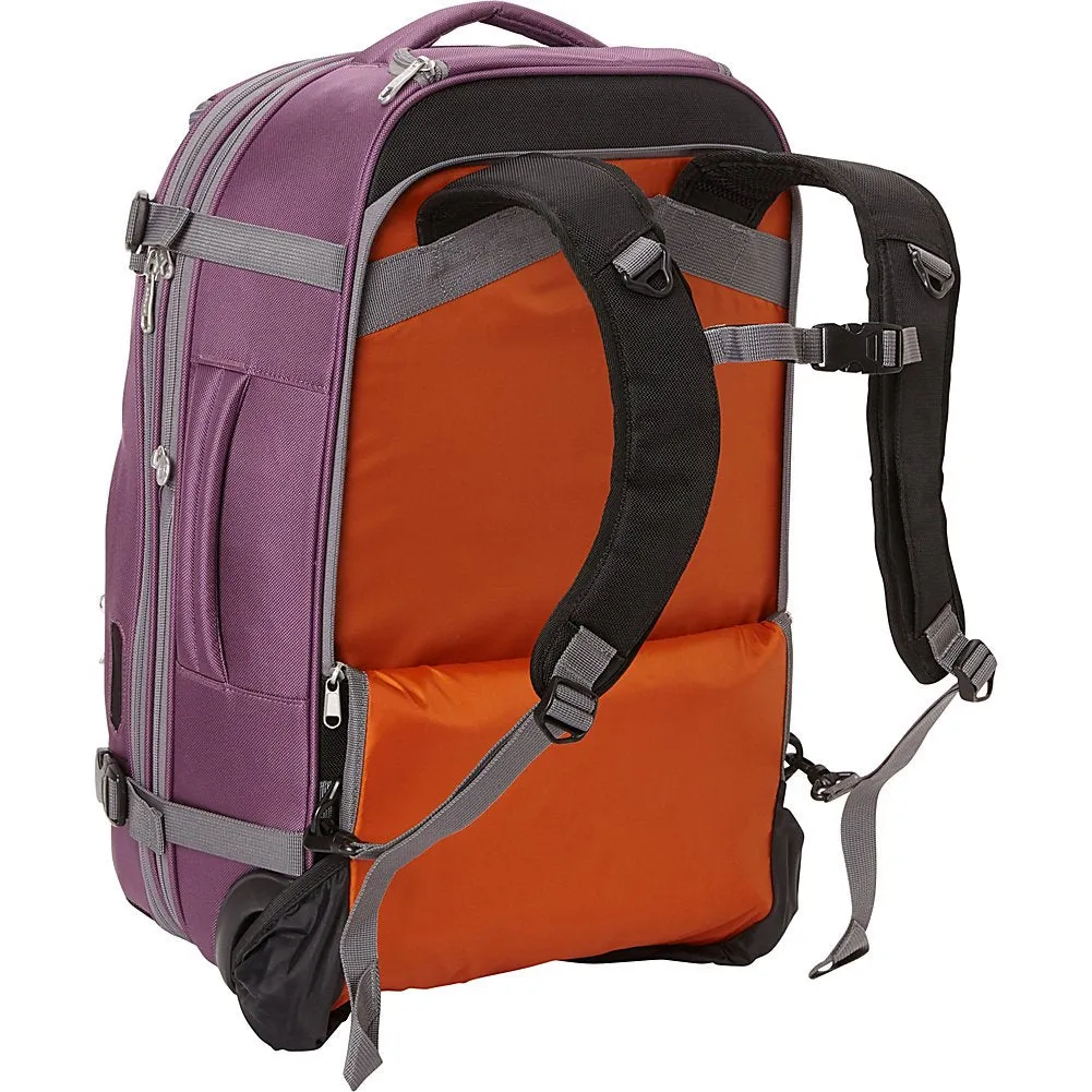 eBags TLS Mother Lode Rolling Weekender 22 Inch Travel Backpack with Wheels - Carry-On - (Eggplant)