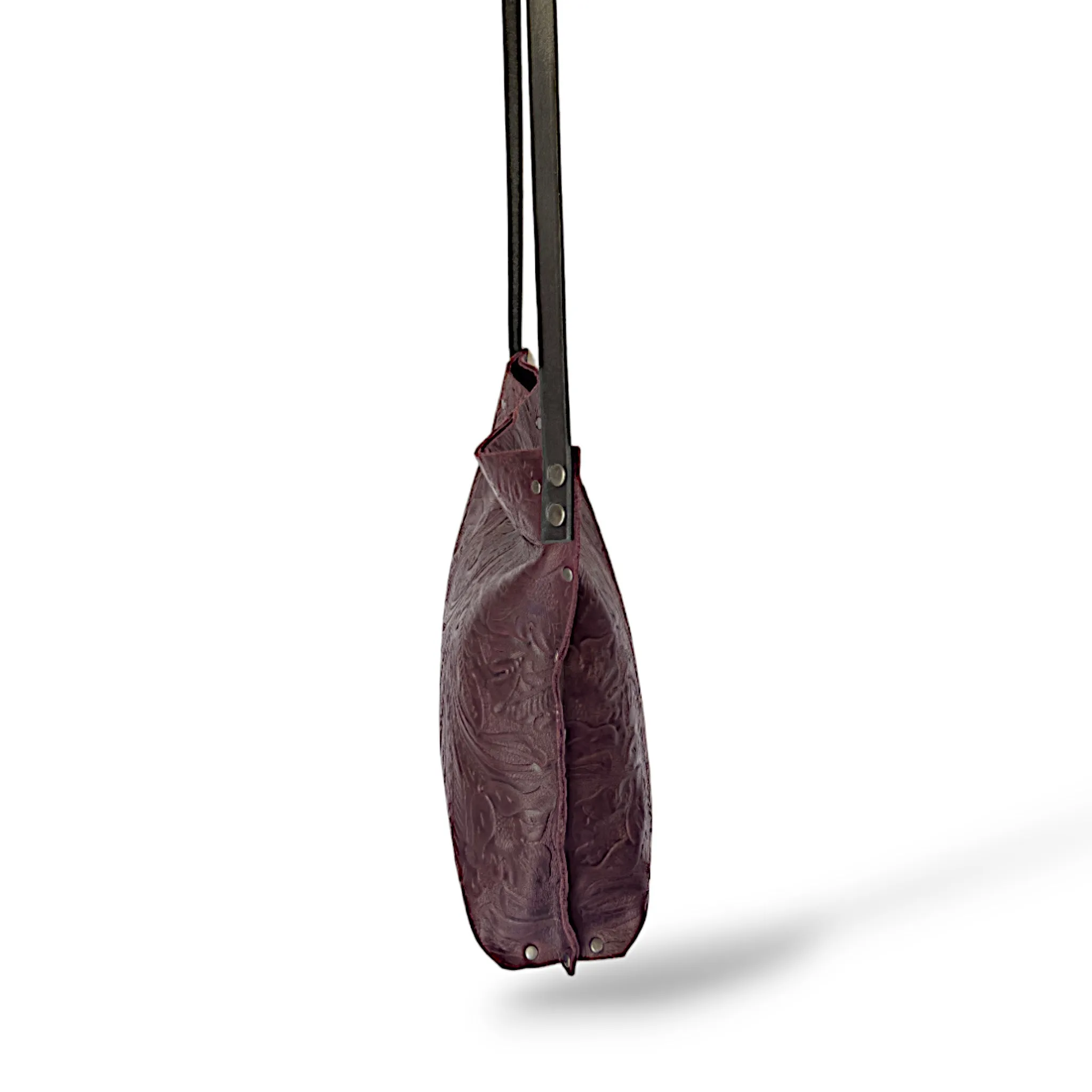 Embossed Plum Crossbody Bag