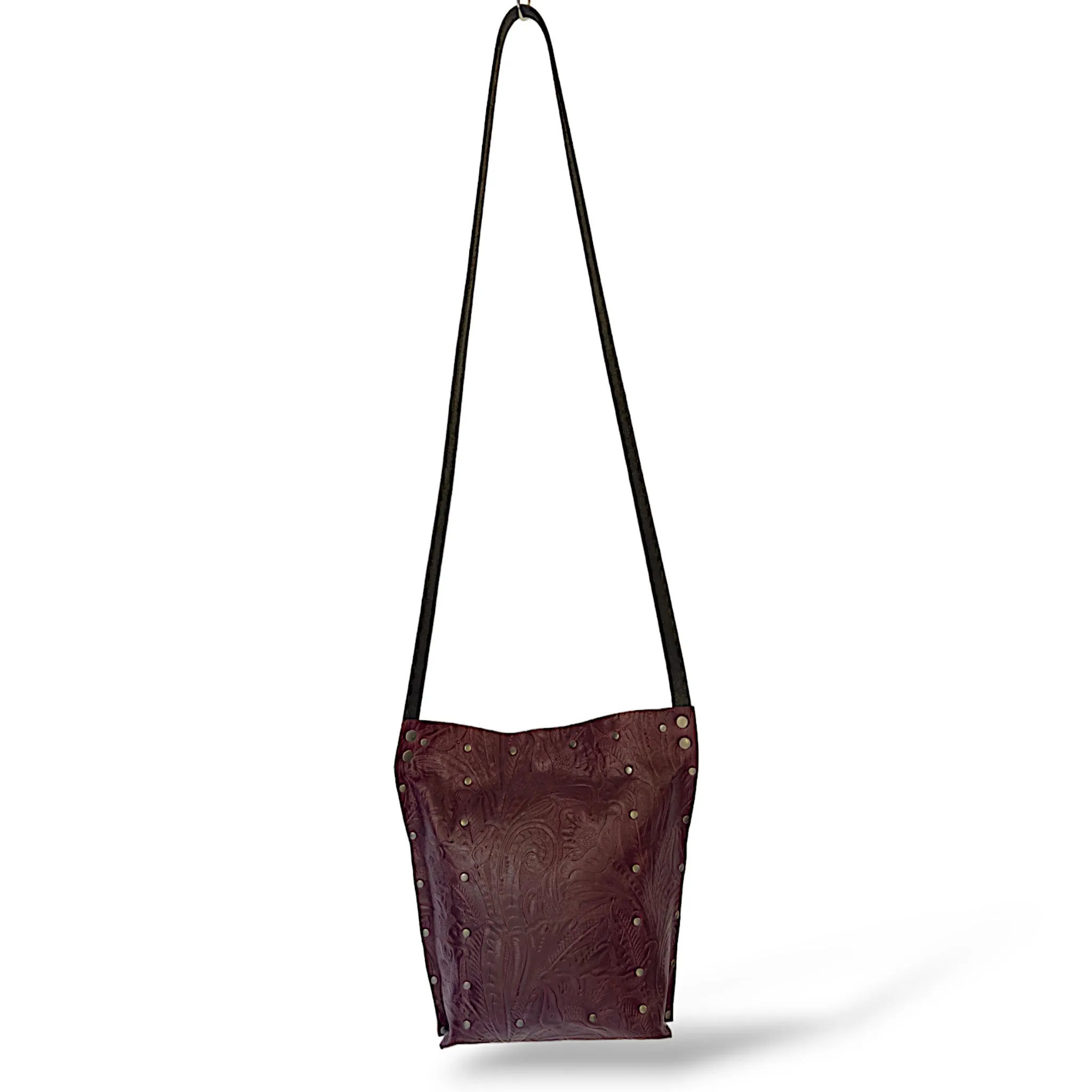 Embossed Plum Crossbody Bag