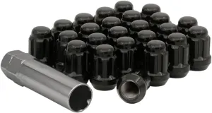 Enhance Your Vehicle's Security and Style with 12x1.5 Lug Nuts: Premium Set of Black Bulge Acorn Spline Lug Nuts - Perfect for F150 Trucks and More - Easy Install Kit Included
