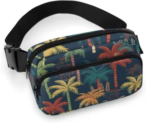 Fanny Pack for Women Men Colorful Coconut Tree Belt Bag Banana Palm Waist Pack Bum Bag for Running Cycling Hiking Travel Workout with Adjustable Strap