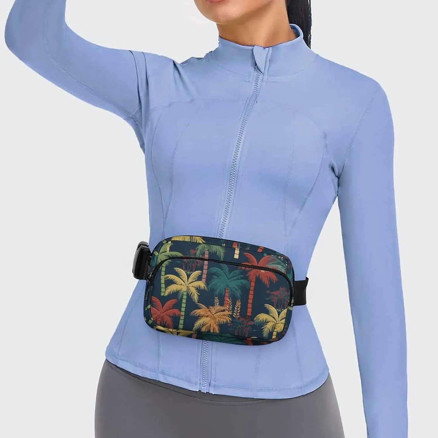 Fanny Pack for Women Men Colorful Coconut Tree Belt Bag Banana Palm Waist Pack Bum Bag for Running Cycling Hiking Travel Workout with Adjustable Strap