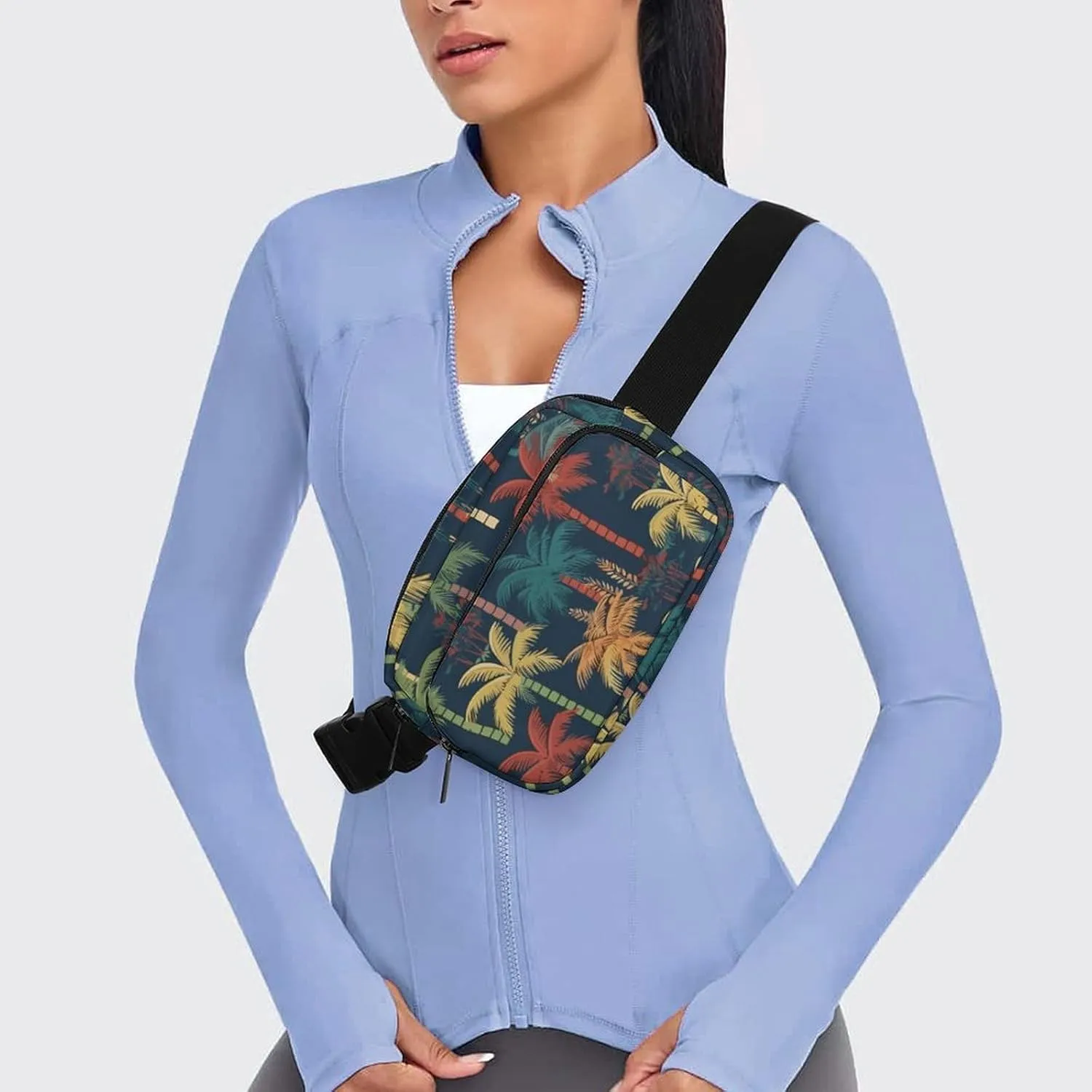 Fanny Pack for Women Men Colorful Coconut Tree Belt Bag Banana Palm Waist Pack Bum Bag for Running Cycling Hiking Travel Workout with Adjustable Strap