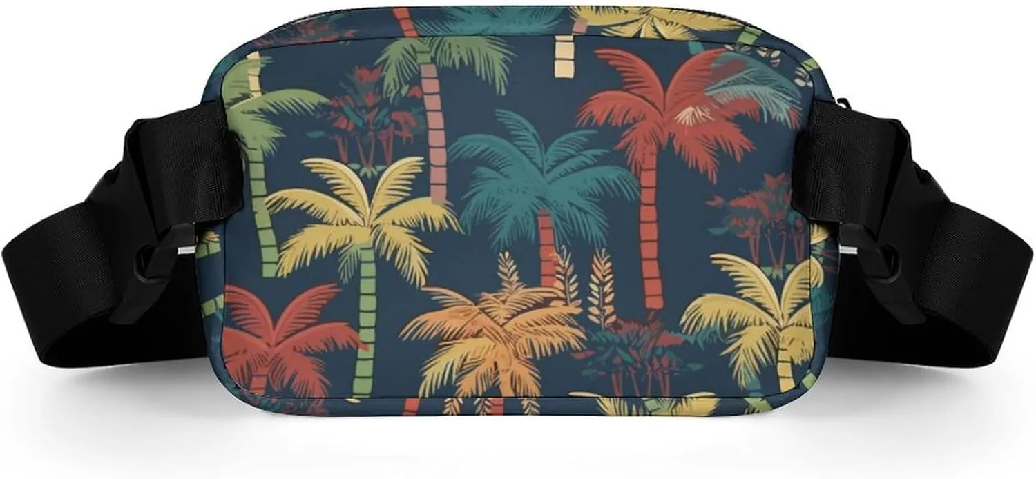 Fanny Pack for Women Men Colorful Coconut Tree Belt Bag Banana Palm Waist Pack Bum Bag for Running Cycling Hiking Travel Workout with Adjustable Strap