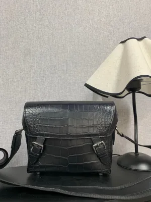 Genuine Crocodile Skin Leather Cross Body Messenger  Bag