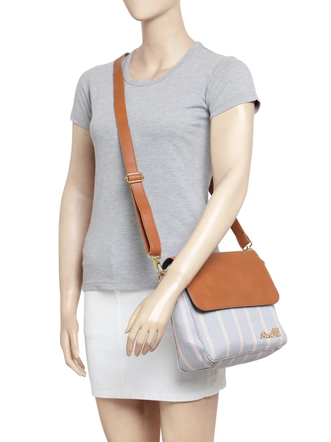 Grey Stripe Sling Bag