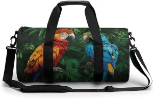 Gym Bag for Men Women, Lightweight Overnight Duffel Bags Parrot Green Painting Waterproof Travel Sports Bag