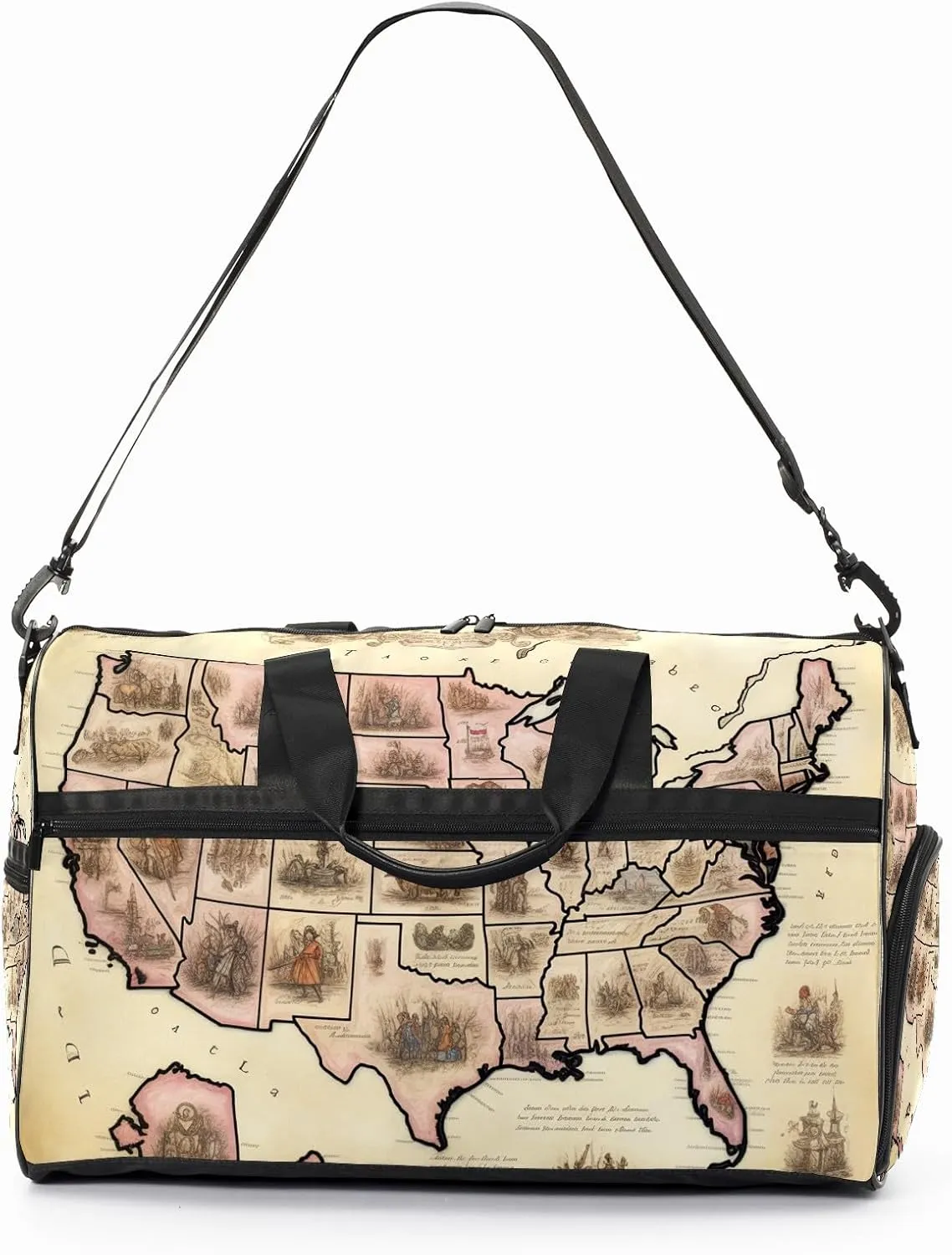 Gym Bag for Women Men, Yoga Bag with Shoe Pocket, Travel Duffel Tote Bag for Plane, Workout, Swimming, Weekend Overnight Bag Carry on Bag Hospital Holdalls, America Map - 32