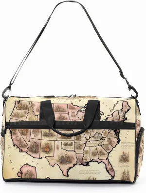 Gym Bag for Women Men, Yoga Bag with Shoe Pocket, Travel Duffel Tote Bag for Plane, Workout, Swimming, Weekend Overnight Bag Carry on Bag Hospital Holdalls, America Map - 32
