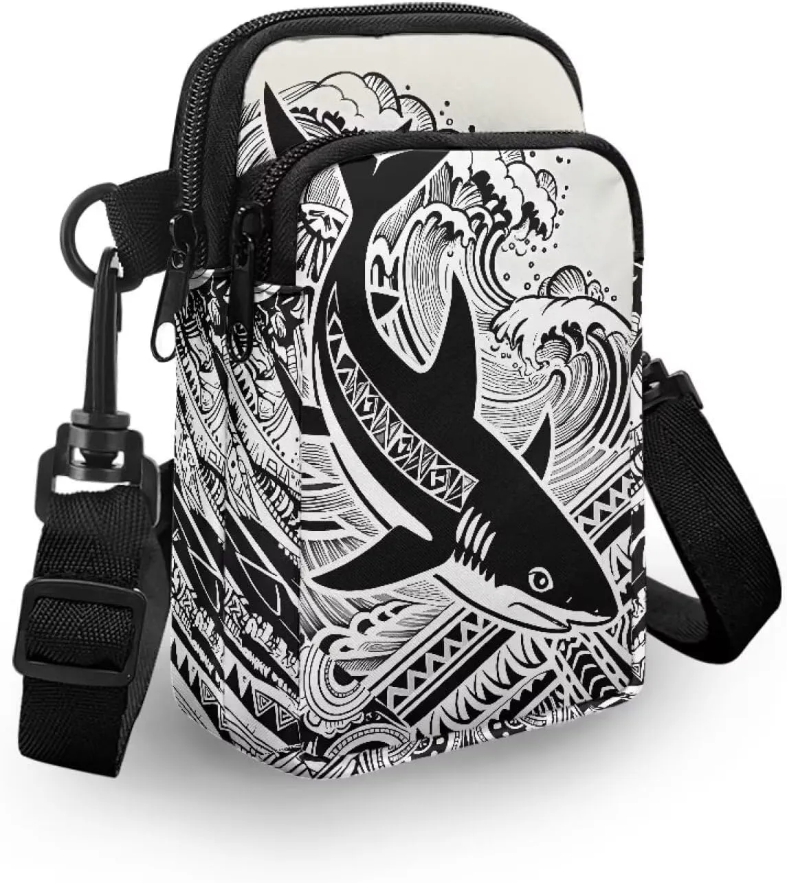 Hawaiian Tribal Small Crossbody Bags for Women Cell Phone Bag Purse, Sea Turtle Zipper Sling Purses Shoulder Bag