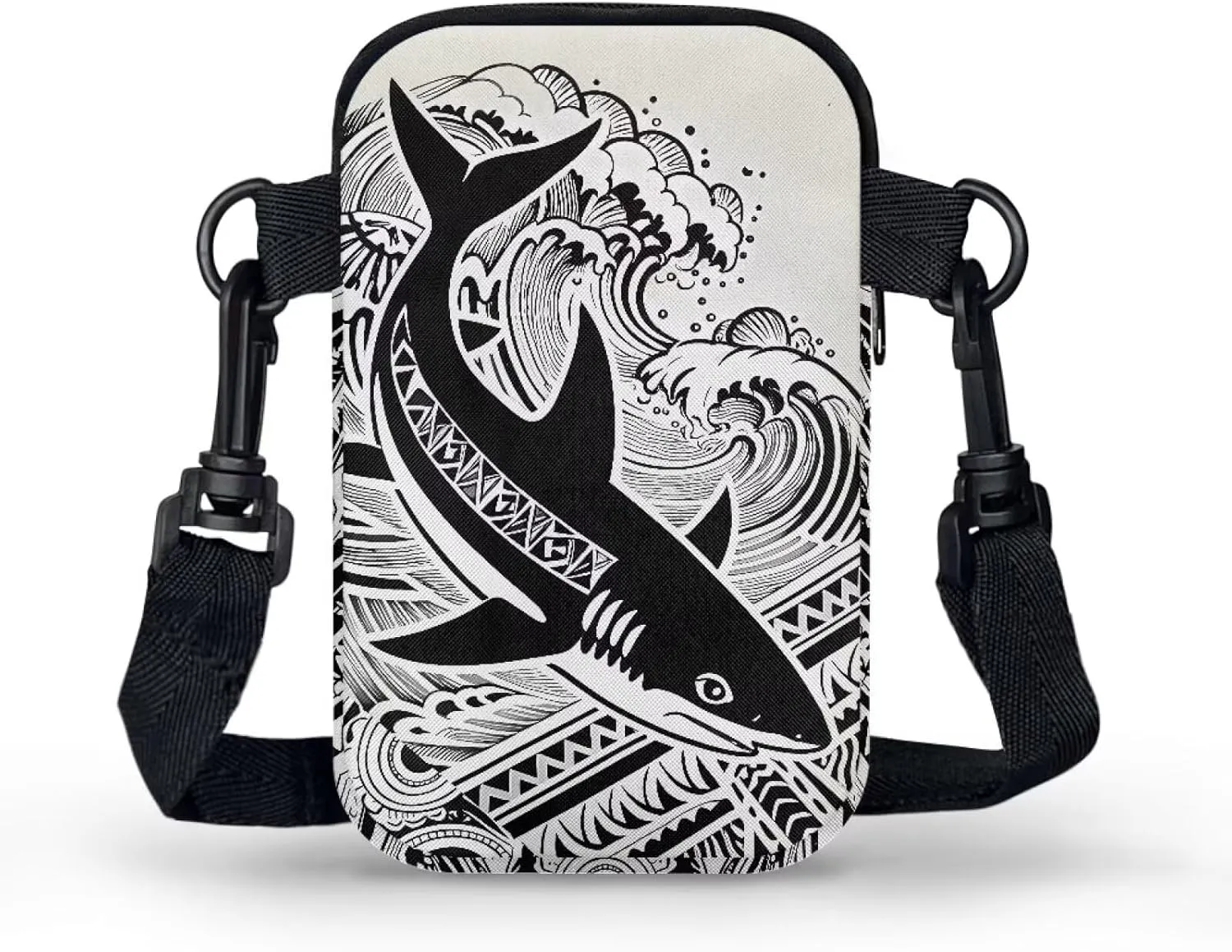 Hawaiian Tribal Small Crossbody Bags for Women Cell Phone Bag Purse, Sea Turtle Zipper Sling Purses Shoulder Bag