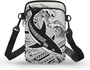 Hawaiian Tribal Small Crossbody Bags for Women Cell Phone Bag Purse, Sea Turtle Zipper Sling Purses Shoulder Bag