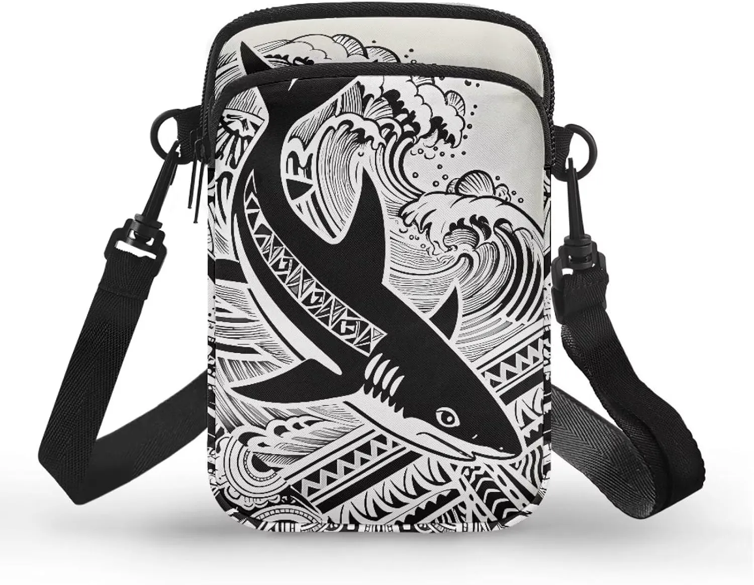 Hawaiian Tribal Small Crossbody Bags for Women Cell Phone Bag Purse, Sea Turtle Zipper Sling Purses Shoulder Bag