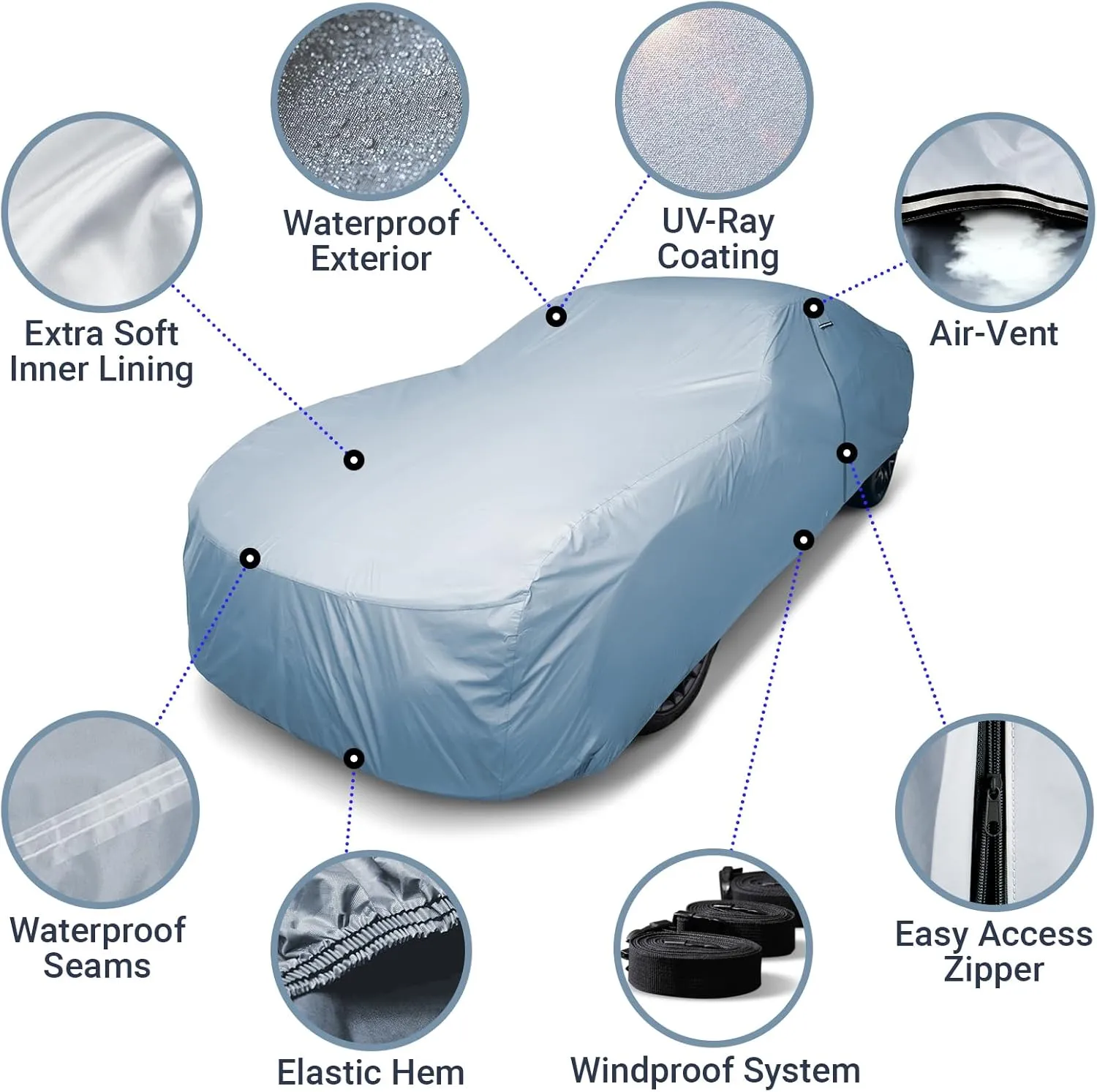 iCarCover Premium Car Cover for 1961-1965 Lincoln Continental Heavy Duty Waterproof All-Weather Automobiles Custom Fit Indoor Outdoor UV Snow Protection Covers with Straps and Bag