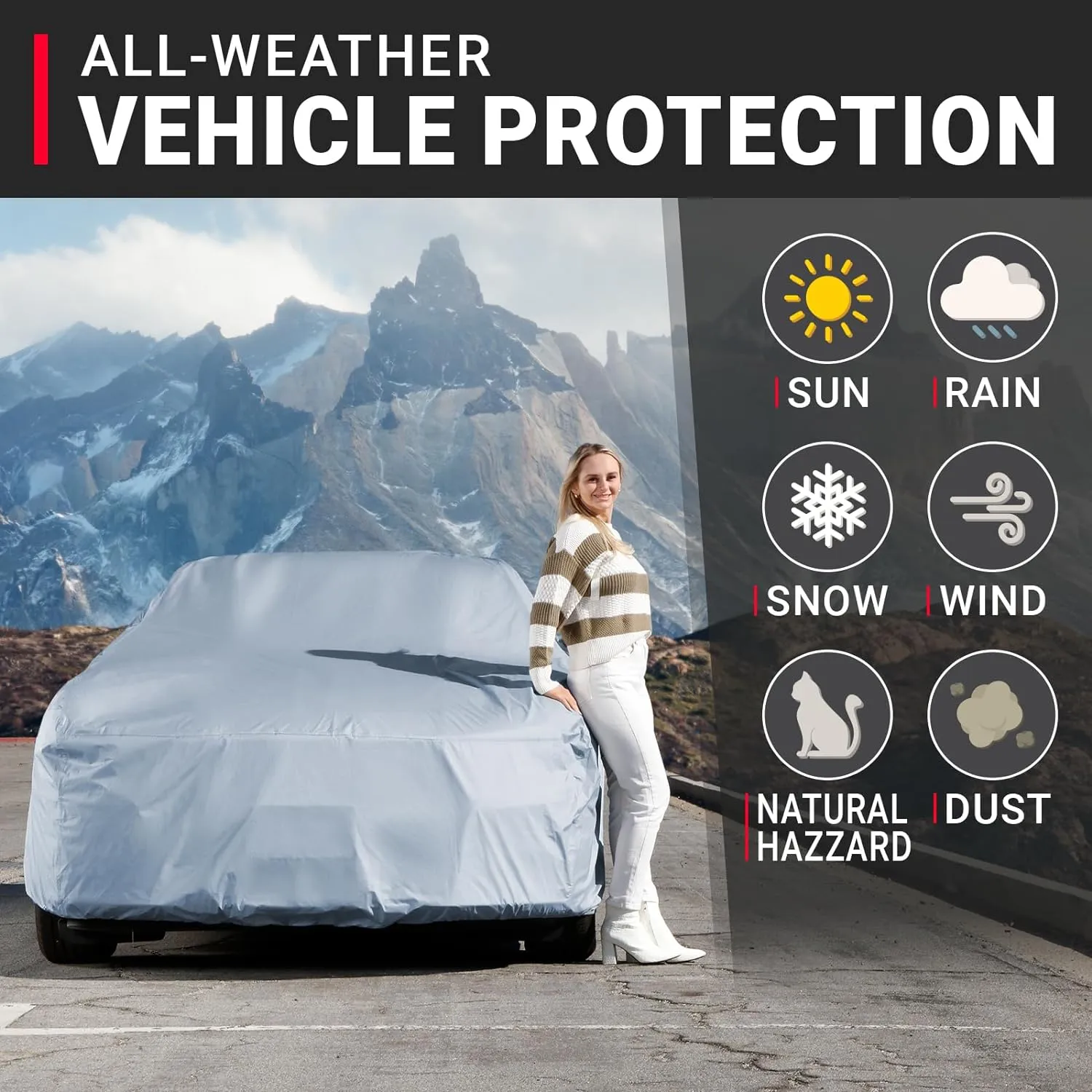 iCarCover Premium Car Cover for 1962-1972 Pontiac Grand Prix Heavy Duty Waterproof All-Weather Automobiles Custom Fit Indoor Outdoor UV Snow Protection Covers with Straps and Bag