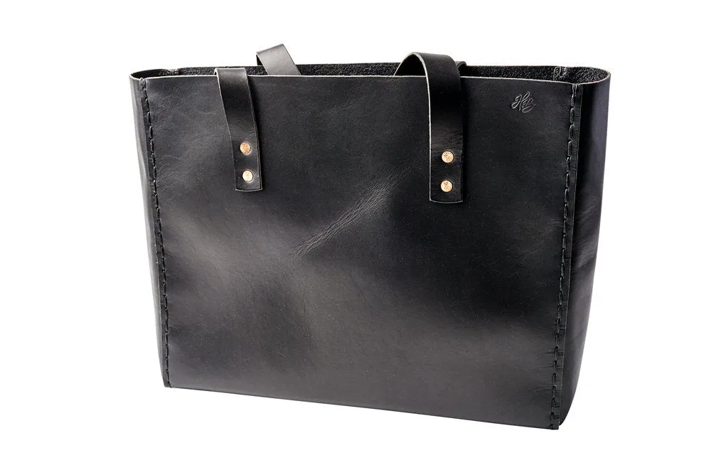 LEATHER TOTE BAG | H B CLASSIC BLACK TOTE BAG