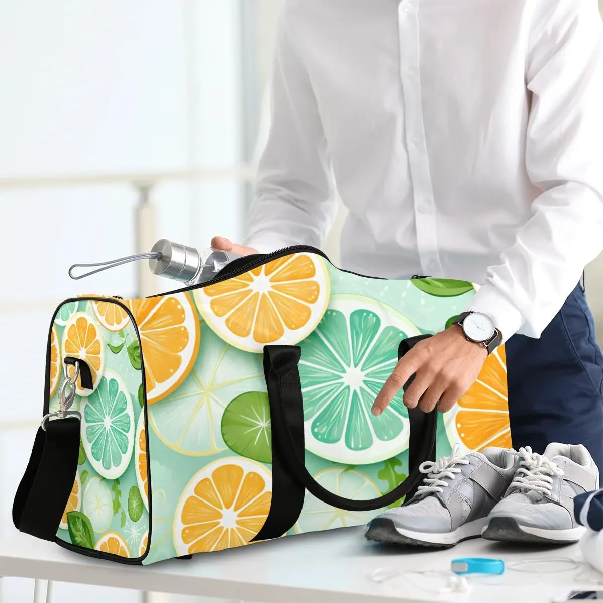 Lemons Slices Foldable Lightweight Duffle Bag for Travel - Waterproof Carry On Bags for Airplanes, Travel Duffel Bags for Gym, Weekend