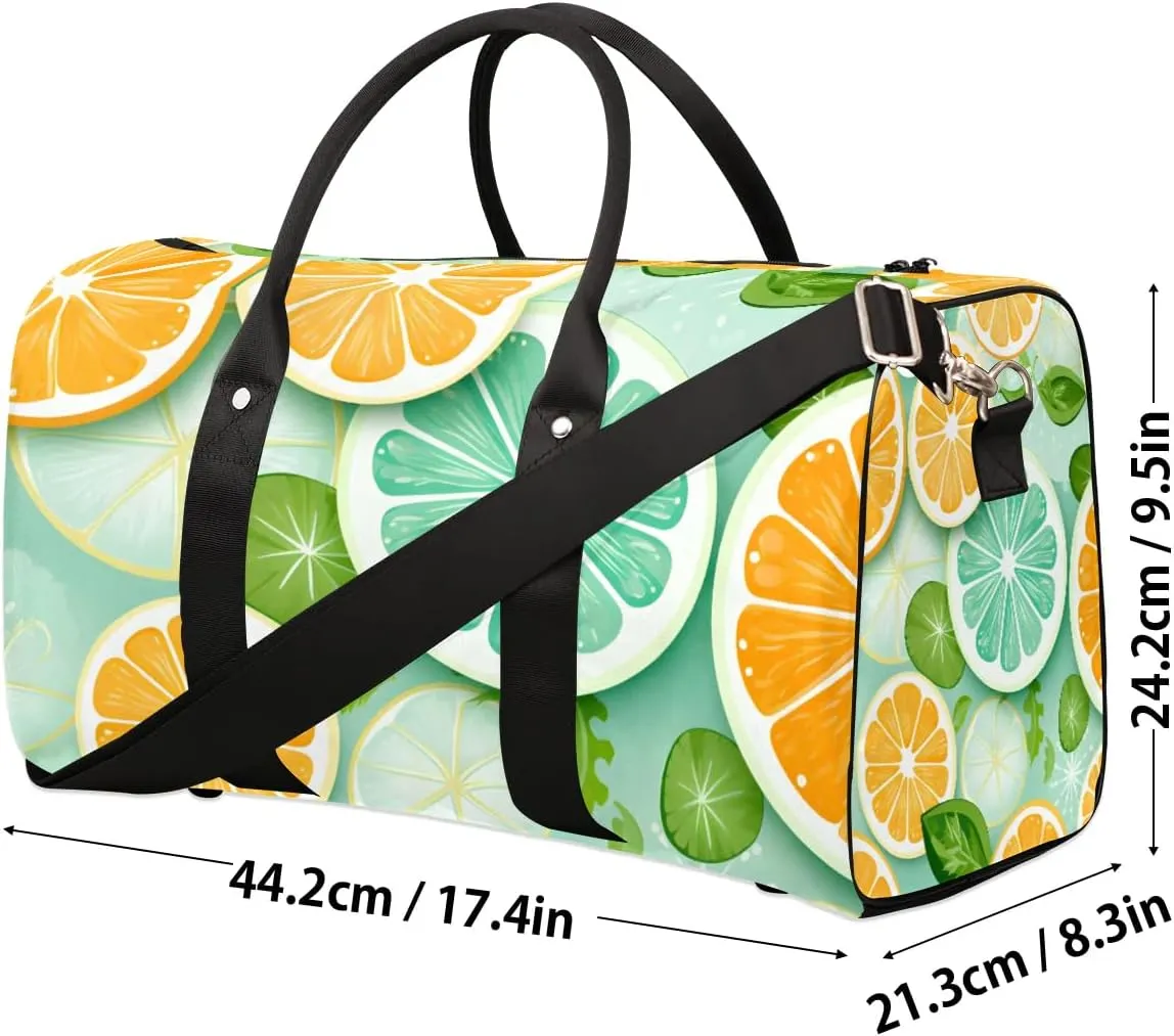 Lemons Slices Foldable Lightweight Duffle Bag for Travel - Waterproof Carry On Bags for Airplanes, Travel Duffel Bags for Gym, Weekend