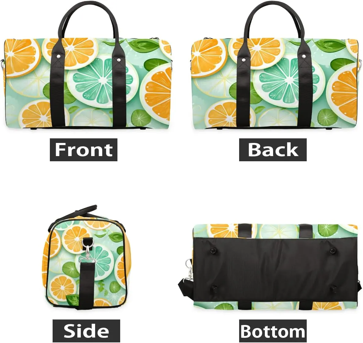 Lemons Slices Foldable Lightweight Duffle Bag for Travel - Waterproof Carry On Bags for Airplanes, Travel Duffel Bags for Gym, Weekend