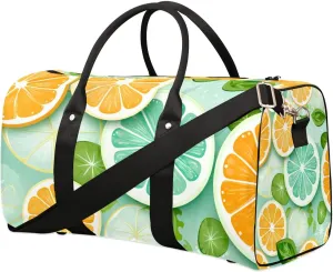 Lemons Slices Foldable Lightweight Duffle Bag for Travel - Waterproof Carry On Bags for Airplanes, Travel Duffel Bags for Gym, Weekend