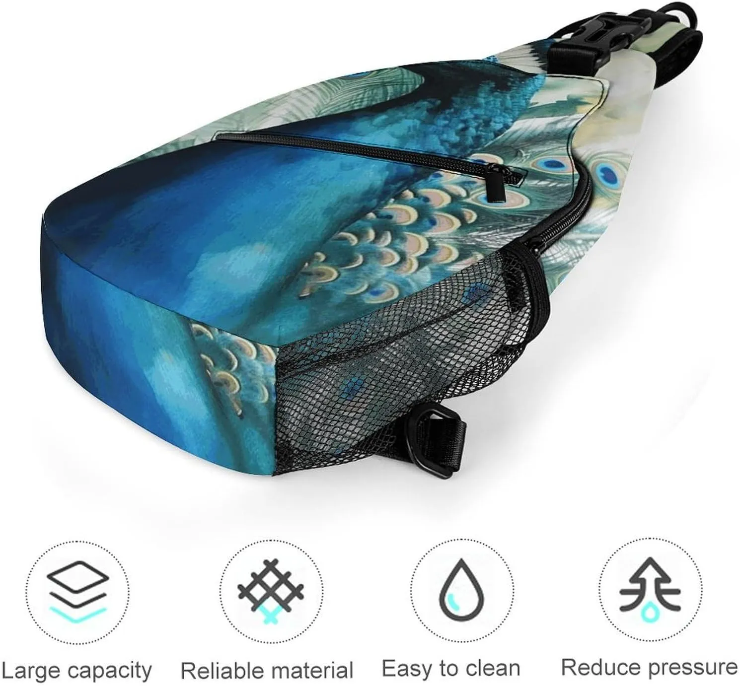 Lightweight Chest Bag Crossbody Bag Cute Peacock Sling Backpack for Women Men Sports Travel