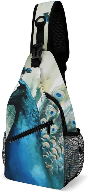 Lightweight Chest Bag Crossbody Bag Cute Peacock Sling Backpack for Women Men Sports Travel