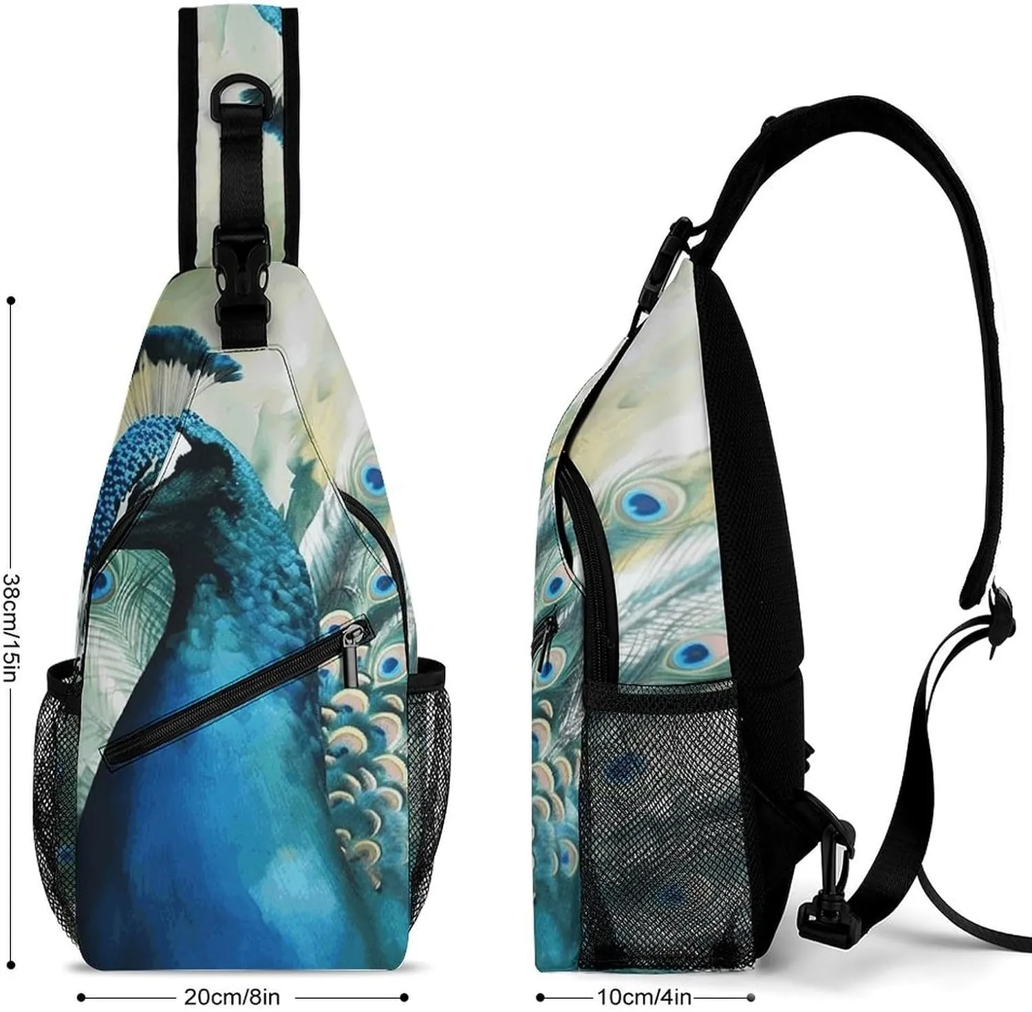 Lightweight Chest Bag Crossbody Bag Cute Peacock Sling Backpack for Women Men Sports Travel