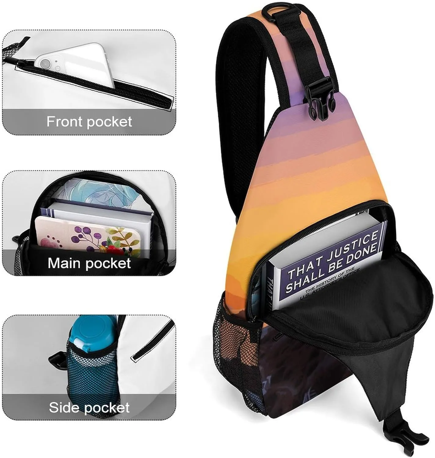 Lightweight Chest Bag Crossbody Bag Greece Island Sunset Landscape Sling Backpack for Women Men Sports Travel