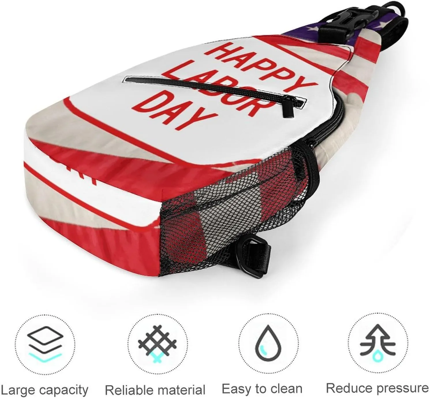 Lightweight Chest Bag Crossbody Bag Happy Labor Day Sling Backpack for Women Men Sports Travel