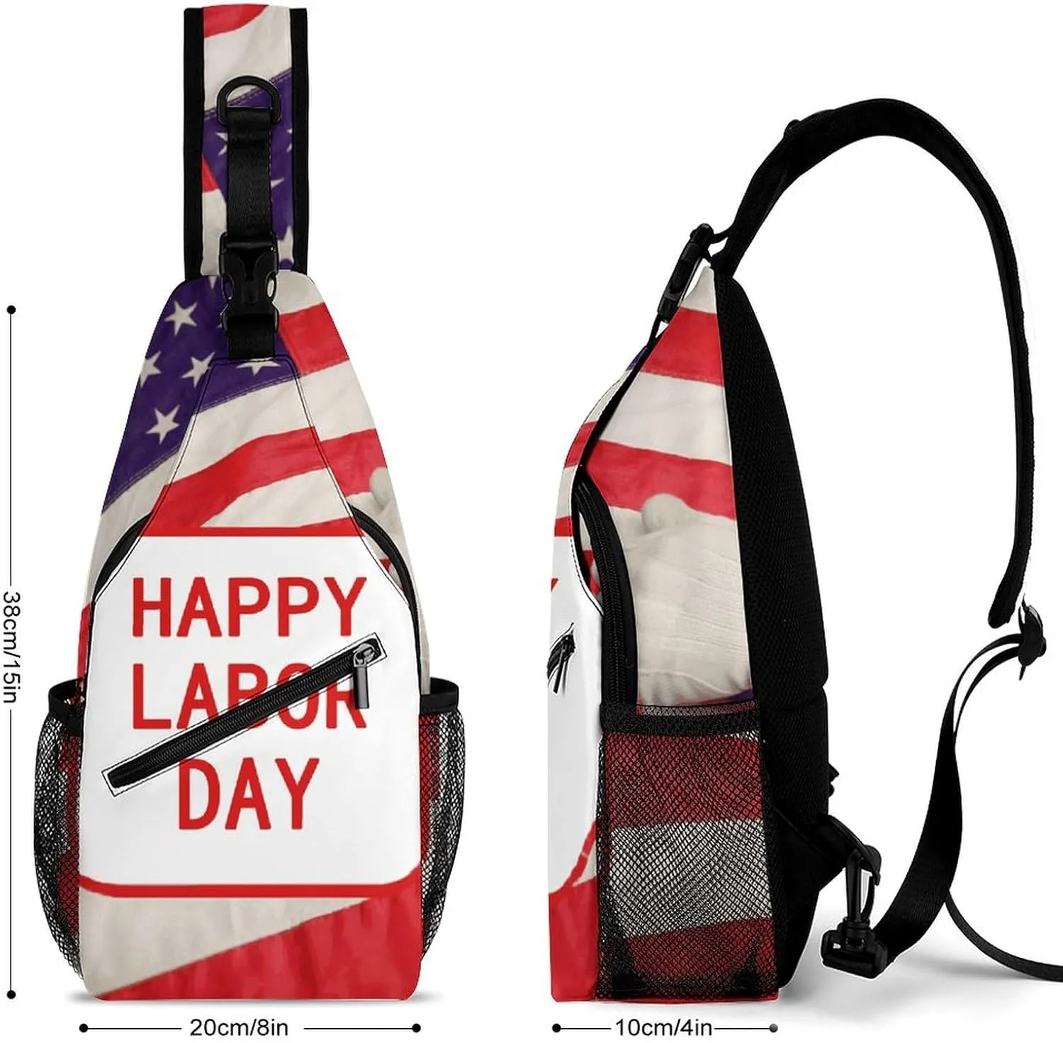 Lightweight Chest Bag Crossbody Bag Happy Labor Day Sling Backpack for Women Men Sports Travel