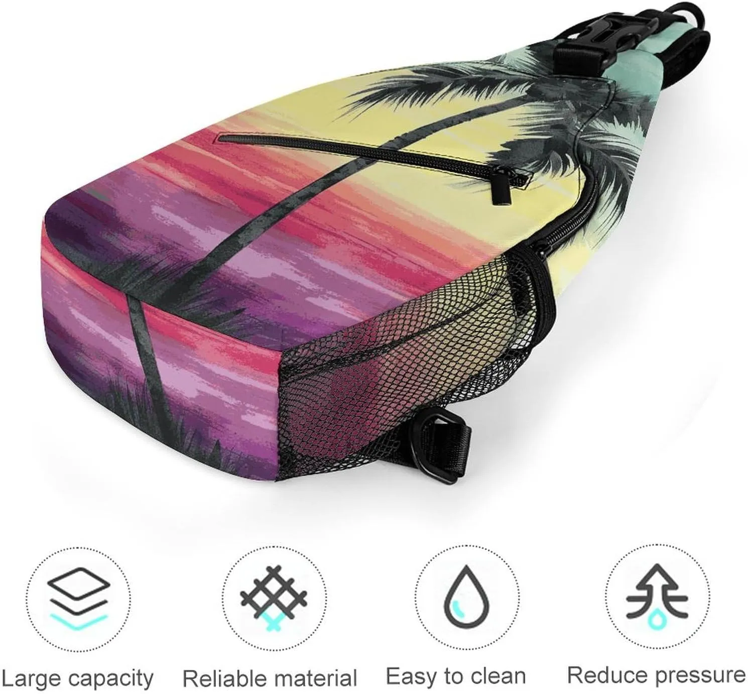 Lightweight Chest Bag Crossbody Bag Tropical Palm Tree Sling Backpack for Women Men Sports Travel