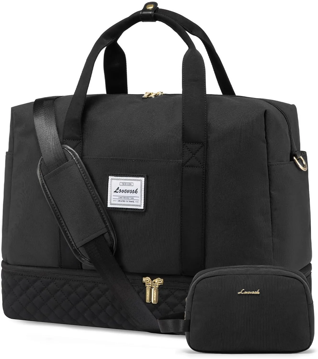 LOVEVOOK Travel Duffel Bag, 18inch Weekender Bags for Women with Shoe Compartment35L Carry on Overnight Bag with Toiletry Bag, Gym Duffel Bag with Wet Pocket, Hospital Bags for Labor and Deliver